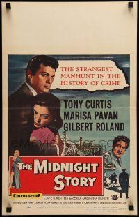 6p439 MIDNIGHT STORY WC '57 Tony Curtis in the strangest San Francisco manhunt in crime's history!