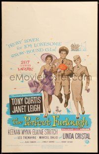6p462 PERFECT FURLOUGH WC '58 great artwork of Tony Curtis in uniform, Janet Leigh!