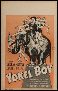 6p544 YOKEL BOY WC '42 wacky art of Albert Dekker riding circus elephant w/sexy girls!