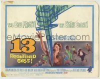6r002 13 FRIGHTENED GIRLS TC '63 William Castle, cool plunging knife & screaming women art!
