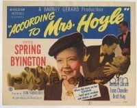 6r009 ACCORDING TO MRS HOYLE TC '51 when Spring Byington turns on her charm, hard guys weaken!