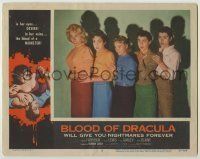 6r404 BLOOD OF DRACULA LC #8 '57 great close up of five scared girls, cool vampire border art!