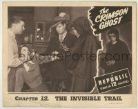 6r470 CRIMSON GHOST chapter 12 LC '46 title villain and others assaulting woman, Invisible Trail!