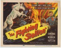 6r089 FIGHTING STALLION TC '50 cool wild horse fight artwork, the screen explodes into flame!