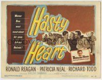 6r108 HASTY HEART TC '50 patient Ronald Reagan & nurse Patricia Neal help dying Richard Todd!