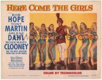 6r564 HERE COME THE GIRLS LC #4 '53 sheik Bob Hope wearing turban with six sexy harem girls!