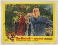 6r574 HOUND OF THE BASKERVILLES LC #8 '59 close up of scared Christopher Lee & Marla Landi!