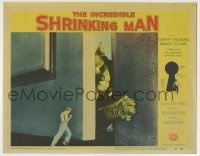 6r589 INCREDIBLE SHRINKING MAN LC #4 '57 great fx image of tiny man shutting door on giant cat!