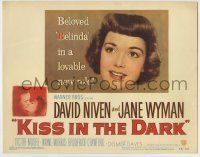 6r156 KISS IN THE DARK TC '49 close up headshot of Jane Wyman + kissing David Niven!