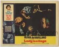 6r625 LADY IN A CAGE LC #4 '64 spooky image of Jeff Corey & punks with trapped Olivia De Havilland