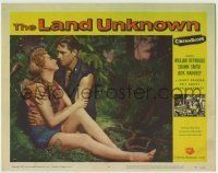 6r629 LAND UNKNOWN LC #4 '57 image of Jock Mahoney holding Shirley Patterson in the jungle!
