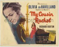 6r194 MY COUSIN RACHEL TC '53 artwork of pretty Olivia de Havilland & Richard Burton!