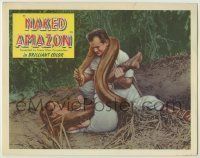 6r729 NAKED AMAZON LC '55 cool image of guy rescuing woman from enormous snake in South America!