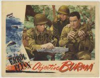 6r740 OBJECTIVE BURMA LC '45 Errol Flynn, William Prince & Henry Hull consult map in WWII jungle!
