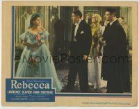 6r783 REBECCA LC '40 Laurence Olivier & others stare at Joan Fontaine, Alfred Hitchcock classic!