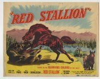 6r231 RED STALLION TC '47 Robert Paige, Noreen Nash, cool art of wild horse fighting grizzly bear!