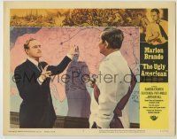 6r913 UGLY AMERICAN LC #2 '63 great close up of Marlon Brando showing map of Asia to Eiji Okada!