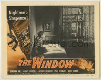 6r971 WINDOW LC #3 R54 scared Bobby Driscoll watches Ruth Roman outside his apartment window!