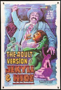 6t021 ADULT VERSION OF JEKYLL & HIDE 1sh '73 a tale of hex & sex, rated-X, wild horror art!
