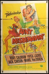 6t028 AIN'T MISBEHAVIN' 1sh '55 sexy artwork of Piper Laurie & Mamie Van Doren!