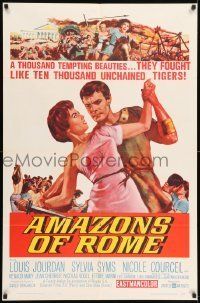 6t040 AMAZONS OF ROME 1sh '63 Louis Jourdan, they fought like 10,000 unchained tigers!