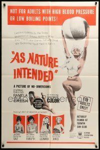 6t062 AS NATURE INTENDED 1sh '63 a picture of nu-- dimensions actually filmed at a nudist colony!