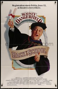 6t068 BACK TO SCHOOL advance 1sh '86 Rodney Dangerfield goes to college with his son, great image!