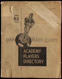 6x129 ACADEMY PLAYERS DIRECTORY softcover book '52 filled with information about actors & agencie!