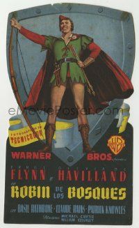 6x311 ADVENTURES OF ROBIN HOOD die-cut Spanish herald '48 best art of Errol Flynn as Robin Hood!