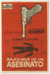 6x319 ANATOMY OF A MURDER Spanish herald '61 different Montalban dead body silhouette & gun art!