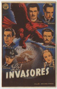 6x583 INVADERS Spanish herald '42 Michael Powell, Laurence Olivier & cast, different eagle art!