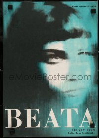 6y231 BEATA Czech 11x16 '65 cool stylized art image of Pola Raska in title role!
