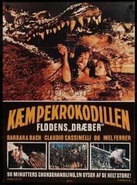 6y329 ALLIGATORS Danish '79 Barbara Bach, Mel Ferrer, alligator attack!
