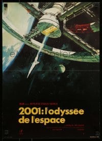 6y772 2001: A SPACE ODYSSEY French 16x22 R80s Kubrick, Bob McCall art of space wheel!