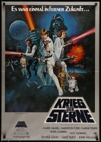 6y054 STAR WARS German '77 George Lucas sci-fi epic, art by Tom William Chantrell!