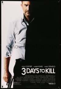 6z045 3 DAYS TO KILL advance DS 1sh 2014 image of Kevin Costner as dying Secret Service agent!