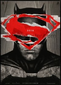6z120 BATMAN V SUPERMAN teaser DS 1sh 2016 cool close up of Ben Affleck in title role under symbol!