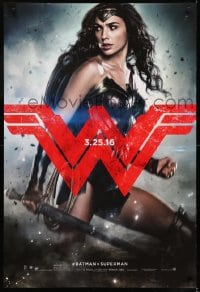 6z123 BATMAN V SUPERMAN teaser DS 1sh 2016 great image of sexiest Gal Gadot as Wonder Woman!