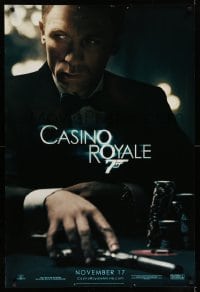 6z187 CASINO ROYALE teaser DS 1sh 2006 Craig as James Bond sitting at poker table w/gun!