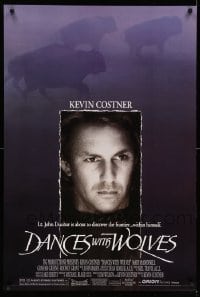 6z238 DANCES WITH WOLVES DS 1sh 1990 Kevin Costner directs & stars, image of buffalo!
