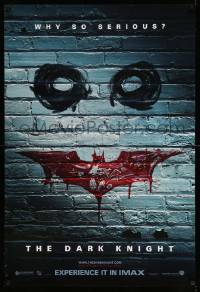 6z240 DARK KNIGHT IMAX teaser 1sh 2008 why so serious? cool graffiti image of the Joker's face!