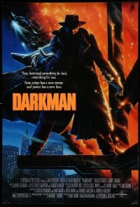 6z245 DARKMAN DS 1sh 1990 directed by Sam Raimi, cool Alvin art of masked hero Liam Neeson!