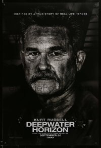 6z255 DEEPWATER HORIZON teaser DS 1sh 2016 great close-up image of oil-covered Kurt Russell!