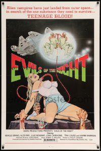 6z300 EVILS OF THE NIGHT 1sh 1985 Tom Tierney art of sexy girl, ghouls need teenage blood!