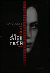 6z364 GIRL ON THE TRAIN teaser DS 1sh 2016 close-up of Emily Blunt, what you see can hurt you!