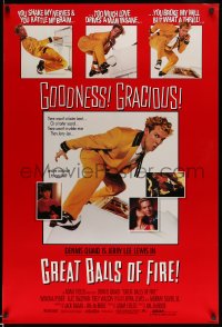 6z384 GREAT BALLS OF FIRE style B int'l DS 1sh 1989 Dennis Quaid as rock & roll star Jerry Lee Lewis