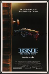 6z438 HOUSE II: THE SECOND STORY 1sh 1987 art of severed hand unlocking door by Bill Morrison!