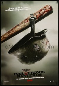 6z479 INGLOURIOUS BASTERDS teaser DS 1sh 2009 Quentin Tarantino, Nazi helmet on baseball bat!