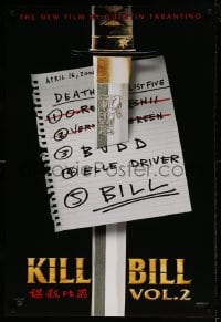 6z515 KILL BILL: VOL. 2 teaser 1sh 2004 Uma Thurman, Quentin Tarantino directed, hit list & katana!