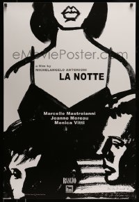 6z532 LA NOTTE 1sh R2016 Michelangelo Antonioni, Moreau, Mastroianni, artwork by Keiko Kimura!